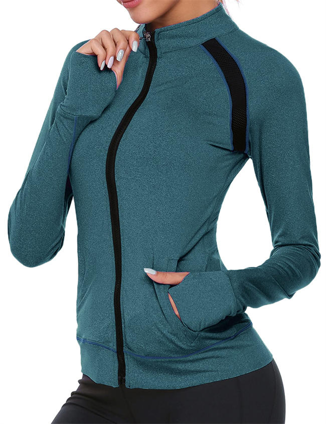 Woman Zip Up Athletic Workout Jacket Yoga Exercise Lightweight Track Jackets Sweatshirts with Thumbholes S-XXL